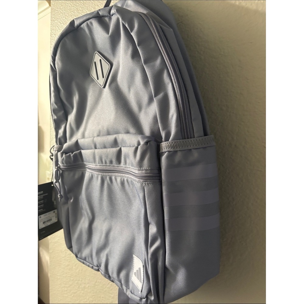 Adidas Classic 3S 5 Laptop Backpack Purple/Gray 19" Travel School GIFT NEW - Picture 6 of 11